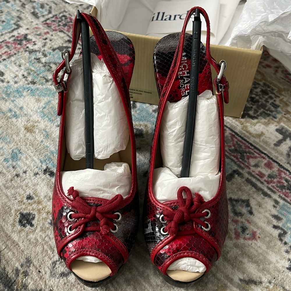 MK Red Sling back heels